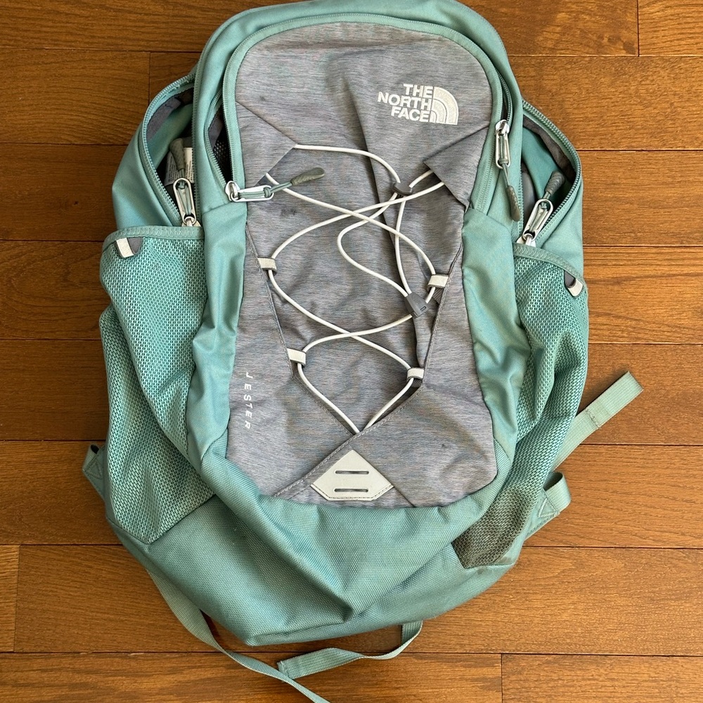 The North Face Gray and Teal Backpack